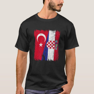 T-shirt Turquie Croatie Semi-Drapeau Fière Turquie Croate