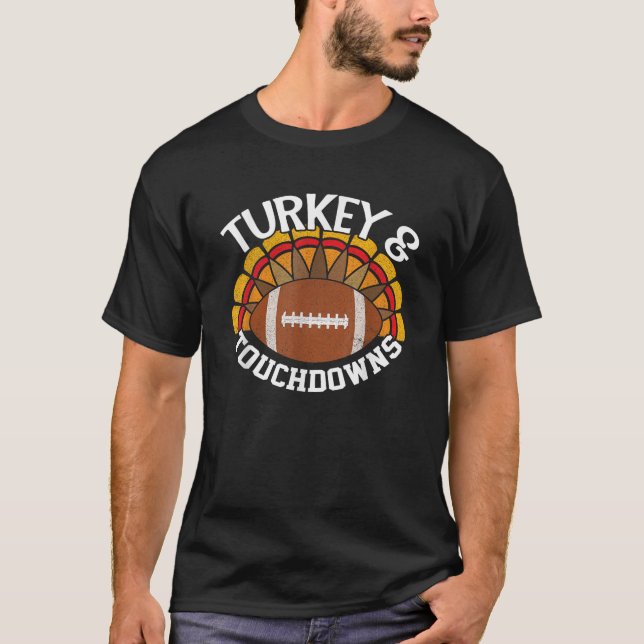 T-shirt Turquie et Touchdowns Drôle Thanksgiving Football (Devant)
