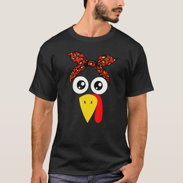 T-shirt Turquie Face Leopard Bandana Thanksgiving Costume  (Devant)