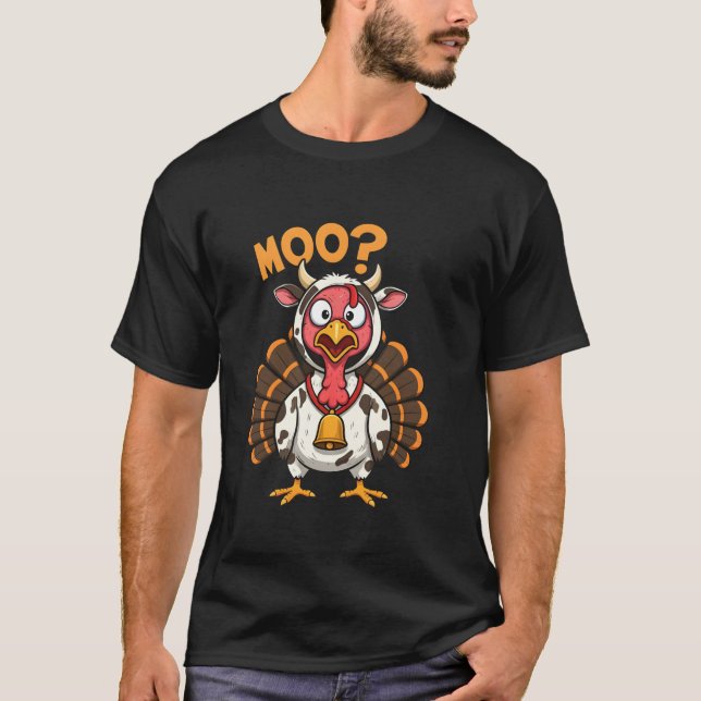T-shirt Turquie Moo Costume de vache drôle Thanksgiving Fa (Devant)