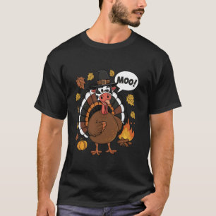 T-shirt Turquie Moo Funny Thanksgiving mignon dinde fausse