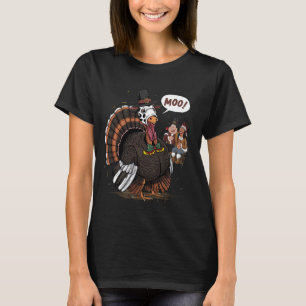 T-shirt Turquie Moo Funny Thanksgiving mignon dinde fausse