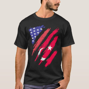 T-shirt Turquie Patriot Américain Cœur Cultivé Drapeau Ray