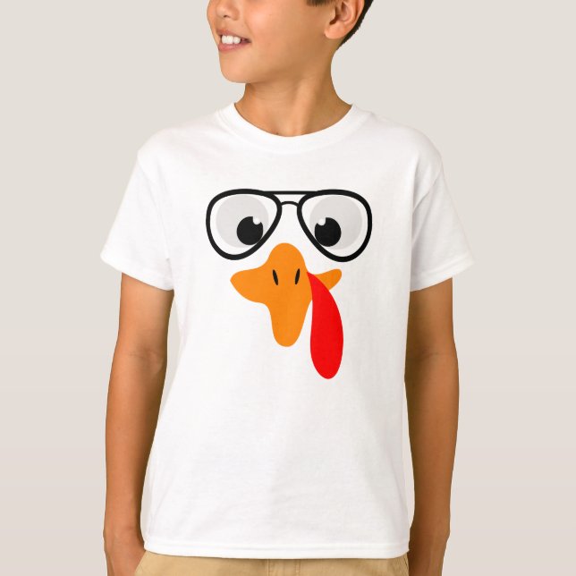 T-shirt Turquie Visage avec lunettes, Thanksgiving Boys' (Devant)