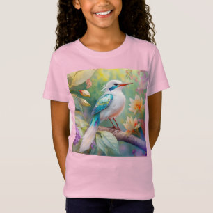 T-Shirt Turquoise aile crête blanche Imaginaire Oiseau