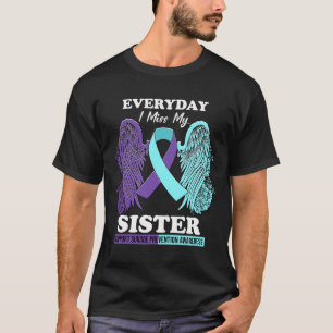 T-shirt Turquoise Aile pourpre Miss Soeur Prévention du su