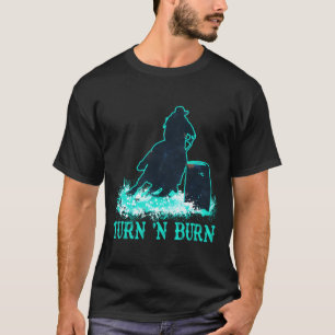T-shirt Turquoise Barrel Racer Tourner 'n Burn Rodeo Tin C