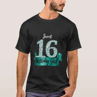 T-shirt Turquoise Black Sweet 16 Style I 16E