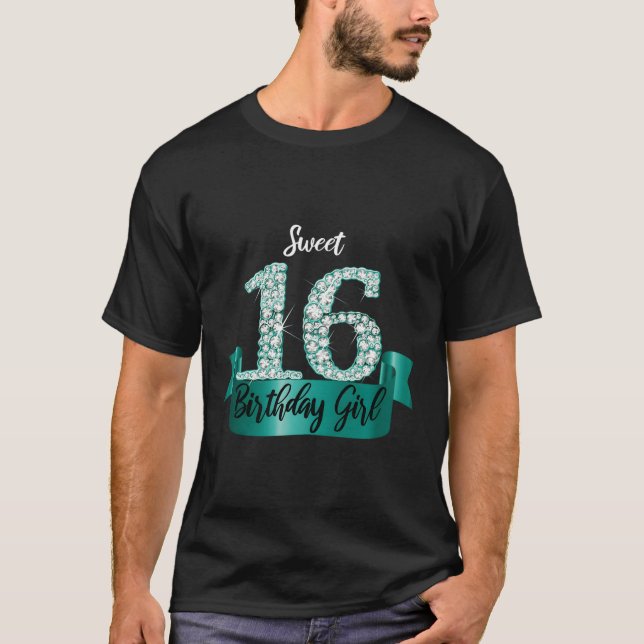 T-shirt Turquoise Black Sweet 16 Style I 16E (Devant)