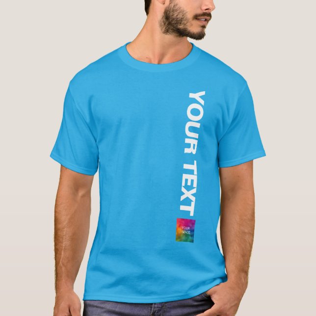 T-shirt Turquoise Bleu Télécharger Photo Ou Logo Ici Ajout (Devant)