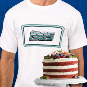T-shirt turquoise de bande rétro 1985