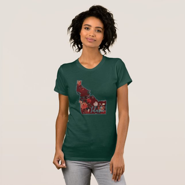 T-shirt Turquoise de Crimson et de l'Idaho Floral (Devant entier)