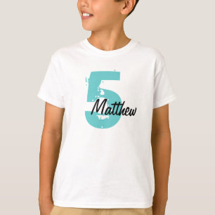 T-shirt turquoise et noir Nom et âge
