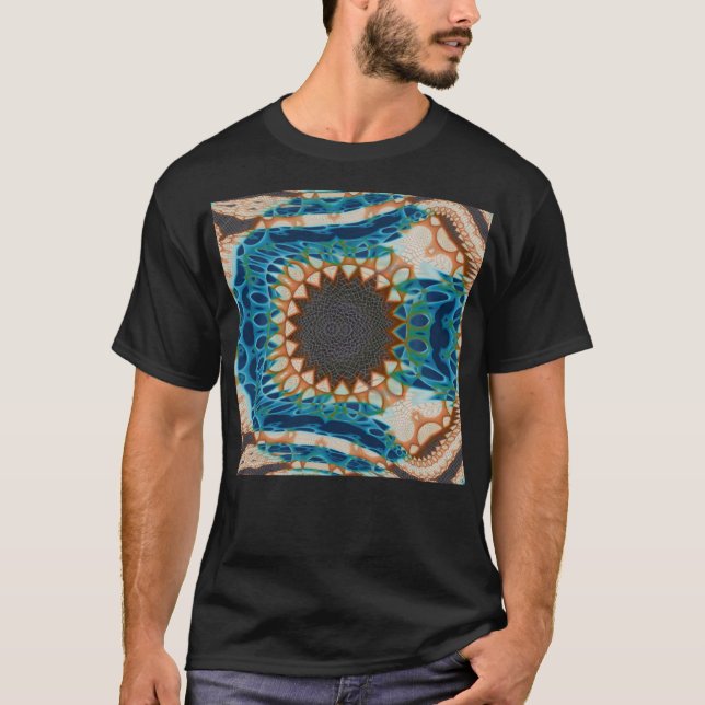 T-shirt Turquoise Gold Sun Southwestern Art (Devant)