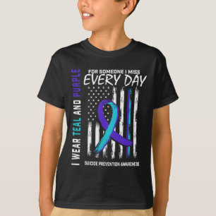 T-shirt Turquoise Purple Quelqu'Un Qui Me Manque Sensibili