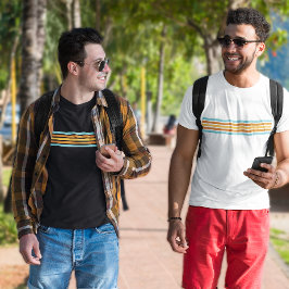 T-shirt Turquoise rétro et bande orange