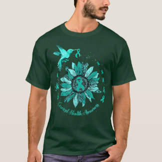 T-shirt Turquoise Ribbon Leopard Tournesol Cervical Health