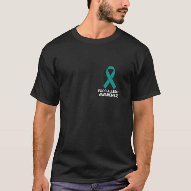 T-shirt Turquoise Ruban Aliments Allergie Mois de sensibil (Devant)
