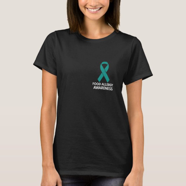 T-shirt Turquoise Ruban Aliments Allergie Mois de sensibil (Devant)