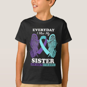 T-shirt Turquoise Violet Aile Miss Soeur Prévention du Sui