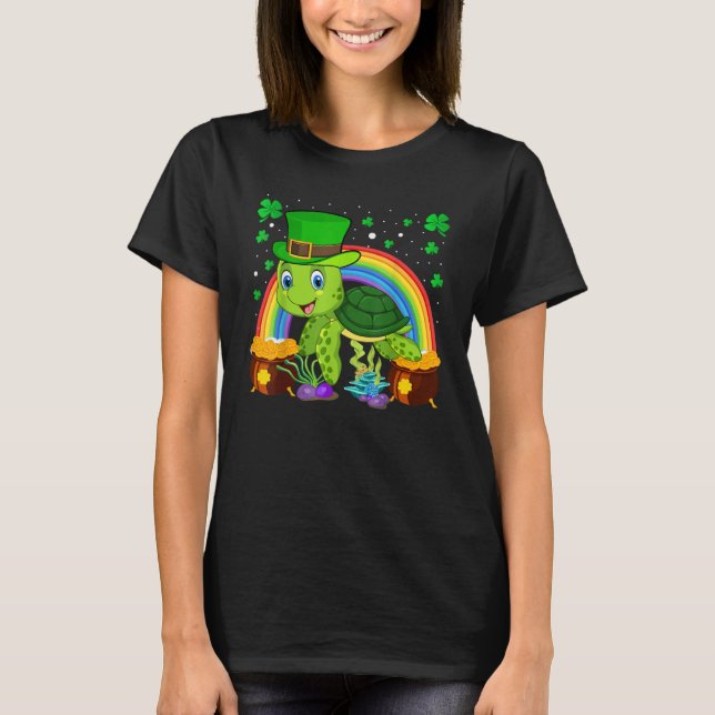 T-shirt Turtle Leprechaun Hat Turtle Rainbow St Patrick's  (Devant)