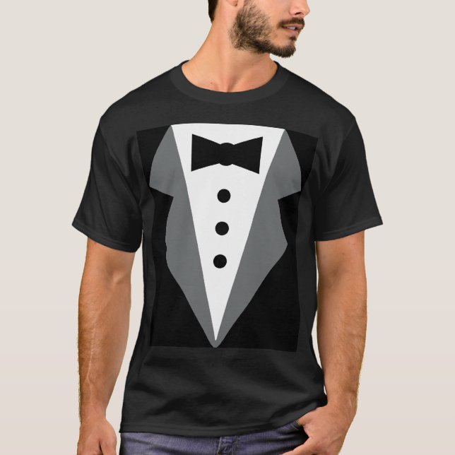 T-shirt Tuxedo blanc noir (Devant)