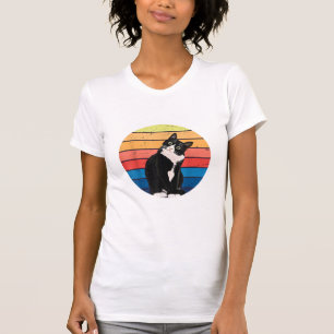 T-shirt Tuxedo Chat Cadeau Couleurs rétro pour Amoureux de