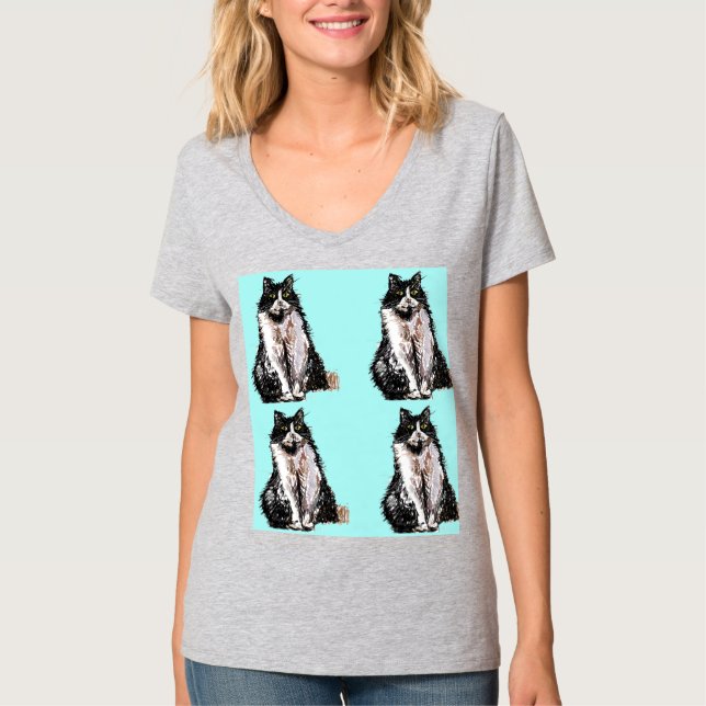 T-shirt Tuxedo Chat chats mignonette animaux de compagnie  (Devant)