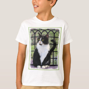 T-shirt Tuxedo Chat dans la peinture de fenêtre Art animal