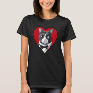 T-shirt Tuxedo Chat Valentine Coeur pour Kitten et Animal