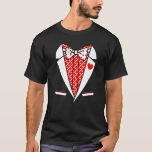 T-shirt Tuxedo Coeur Rouge Valentines Jour Drôle Costume H