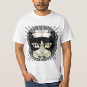 T-Shirt Tuxedo Infirmière Chat
