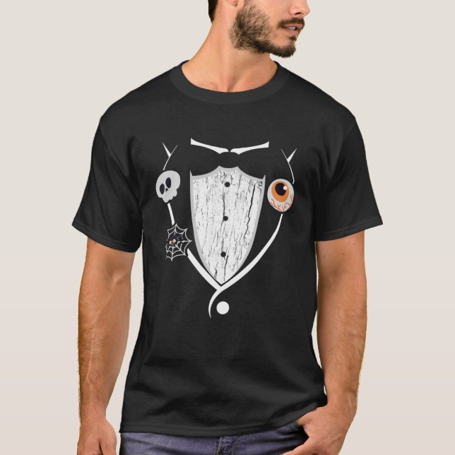 T-shirt Tuxedo Spooky Halloween Costume Bow Tie (Devant)