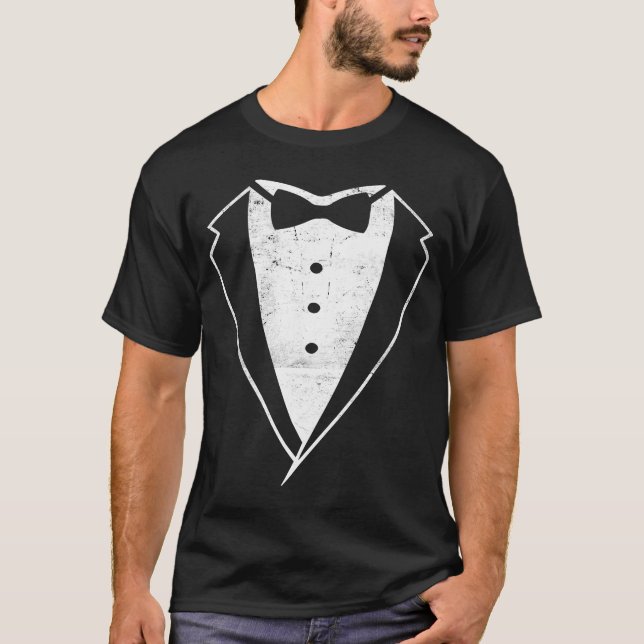 T-shirt Tuxedo Tux Dinner Veste Code Robe Partie Cravate n (Devant)