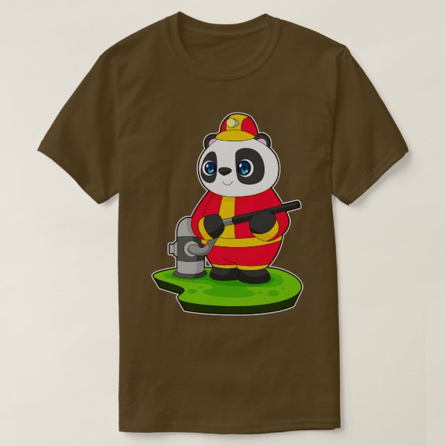 T-shirt Tuyau d'incendie de pompier Panda 2 (Design devant)