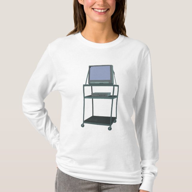 T-shirt TV et chariot VCR Classe 80s 90s Funny School (Devant)