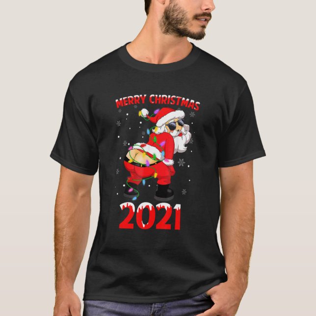 T-shirt Twerer African American Santa Claus Joyeux Christ (Devant)