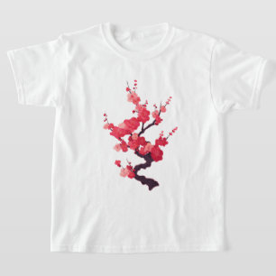 T-shirt Twig de cerisier japonais rose délicat