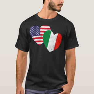 T-shirt Twin Hearts Italie États-Unis drapeaux désespérés