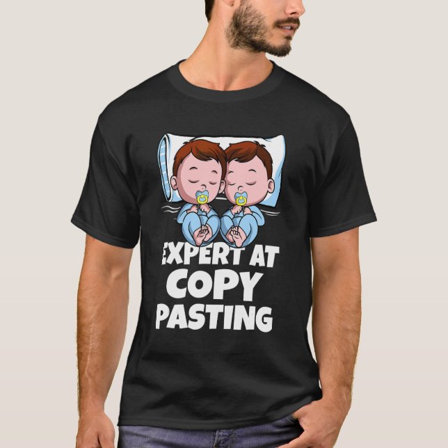 T-shirt Twins Garçons Papa Maman Expert Sur Copier Coller  (Devant)
