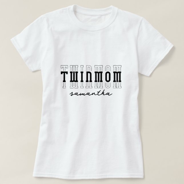 T-shirt Twins Maman of 2 Custom Monogram Mères Day Cadeau (Design devant)