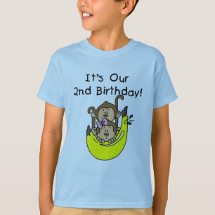T-shirt Twins Monkey Boy and Girl 2e anniversaire