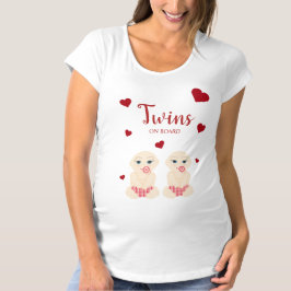 T-shirt Twins On Board Quote with Réseau Hearts Design