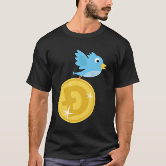 T-shirt Twitter Bird Flying With Doge Coin drôle
