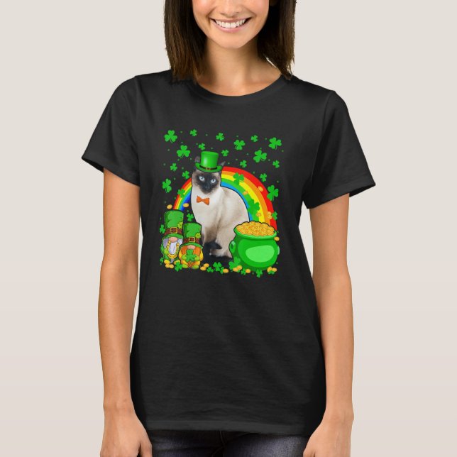T-shirt Two Gnomes And Siamese Wearing Patrick's Day Hat S (Devant)