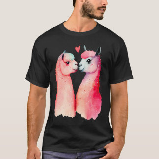 T-shirt Two Loving Llamas In Love Heart Valentine's Day Al