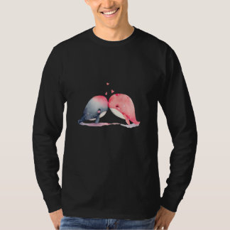 T-shirt Two Loving Whales In Love Heart Valentine's Day Wh