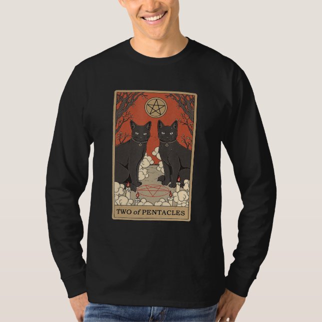 T-shirt Two Of Pentacles Tarot Card Cat (Devant)