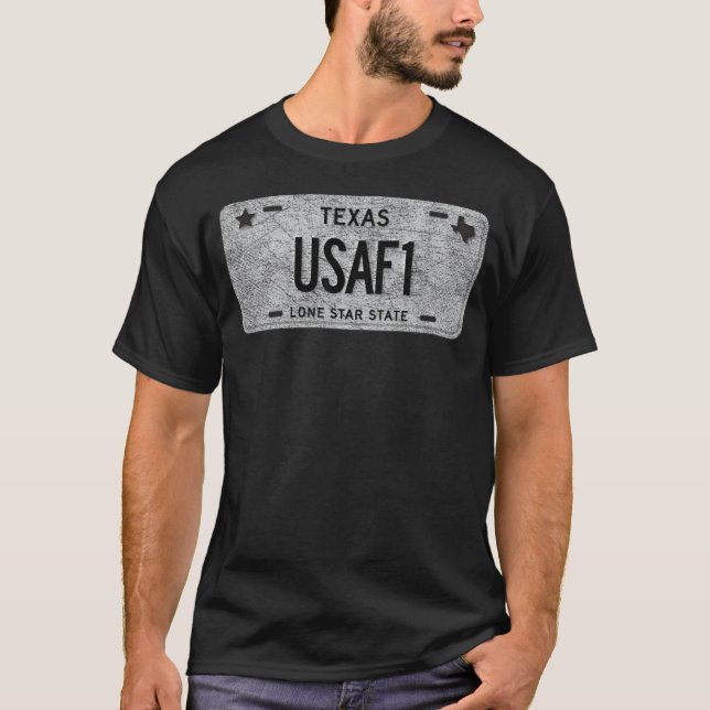 T-shirt TX State Vanity License Plate USAF1 (Devant)
