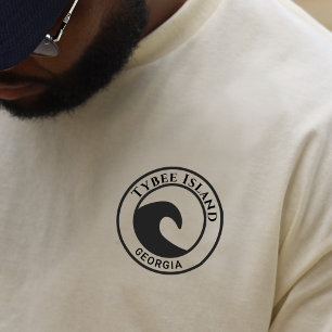 T-shirt Tybee Island Black Ocean Wave Circle Design